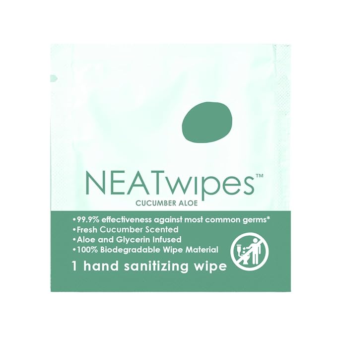 NEATwipes Hand Sanitizing Wipes | Travel Size | Disposable Wet Wipe & - Image 2
