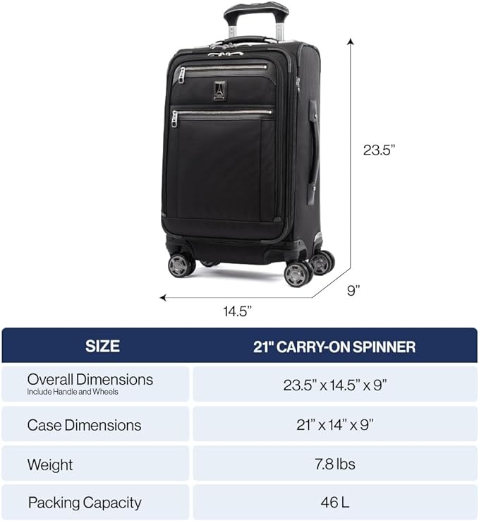 Travelpro Platinum Elite Softside Expandable Carry on Luggage, 8 Wheel Spinner - Image 2