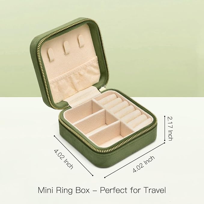 Travel Jewelry Case, Small Plush Velvet Jewelry Box - Image 3