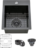 ARTLINE 15 x 20 Inch Black Drop in Bar Sink, Stainless Steel Single Bowl by ARTLINE