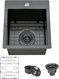 ARTLINE 15 x 17 Inch Black Drop in Bar Sink, Stainless Steel Single Bowl by ARTLINE
