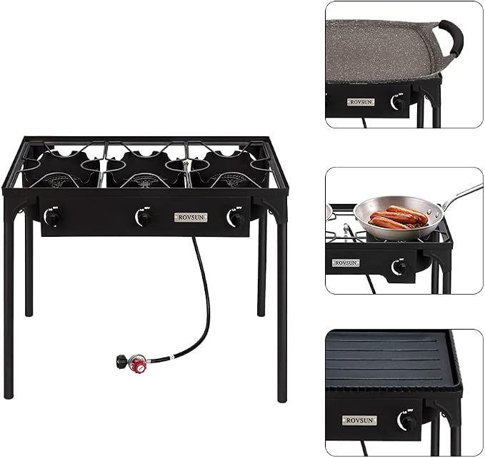 ROVSUN 2/3 Burner Outdoor Propane Gas Stove High Pressure Stand Cooker - Image 3