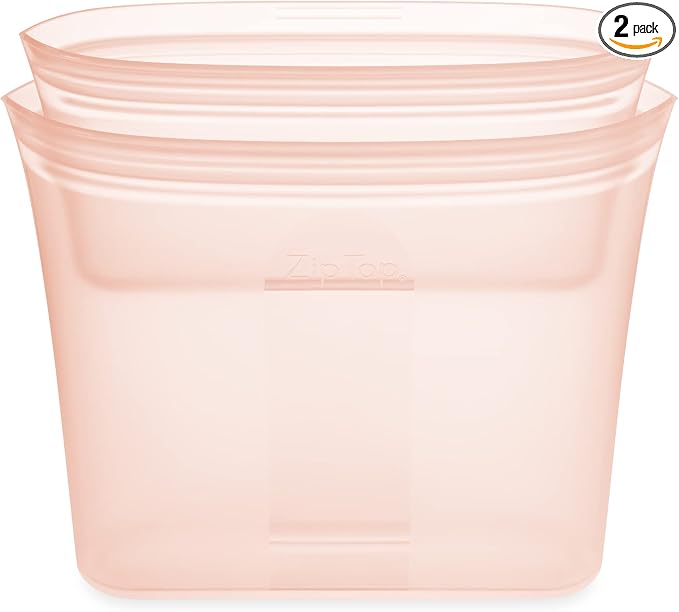 Zip Top Reusable Food Storage Bags | 2 Bag Set | Silicone Meal Prep Container | by ZipTop