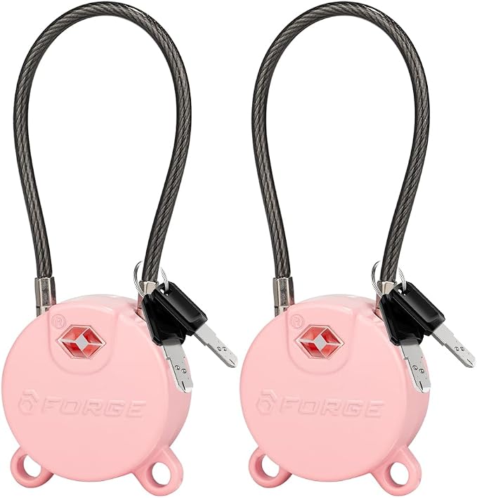 Forge TSA Approved Luggage Locks Ultra-Secure Dimple Key Cable Locks by Forge