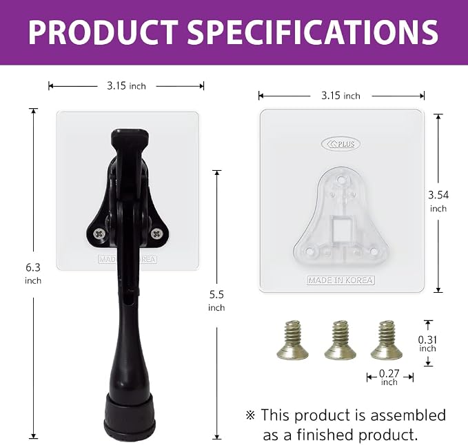 Door Stopper with Adhesive Bracket Stickers, No Drilling or Tools Needed - Image 5