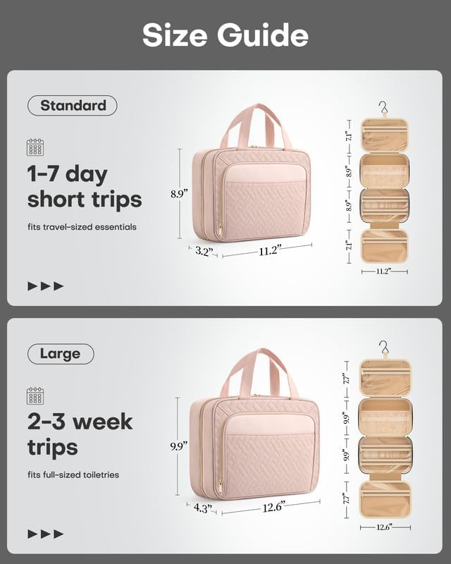HOTOR Travel Toiletry Bag for Women & Men, Waterproof Makeup Bag - Image 4