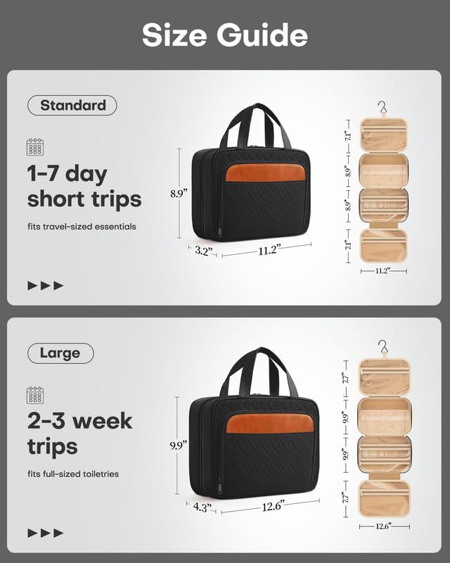 HOTOR Travel Toiletry Bag for Women & Men, Waterproof Makeup Bag - Image 4