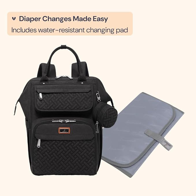 BabbleRoo Diaper Bag Backpack, Stroller Straps & Pacifier Case, Unisex Stylish - Image 7