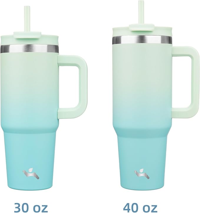 40 oz Tumbler with Handle and 2 Straws, 2 in 1 Lid Insulated Water Bottle - Image 3