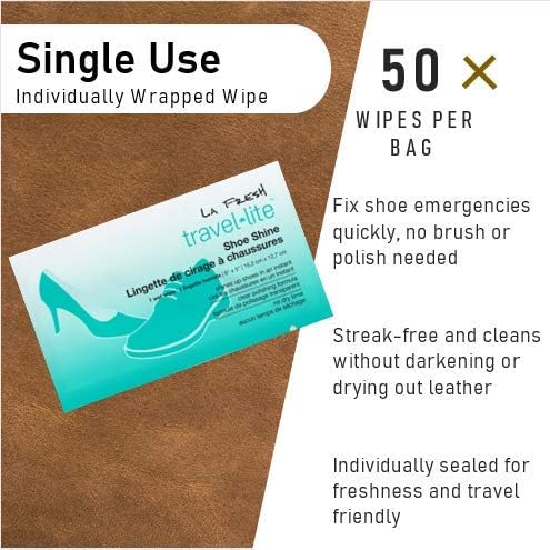 LA Fresh Travel Lite Pre-Moistened Shoe Shine Wipes Pack of 50 Individually - Image 3