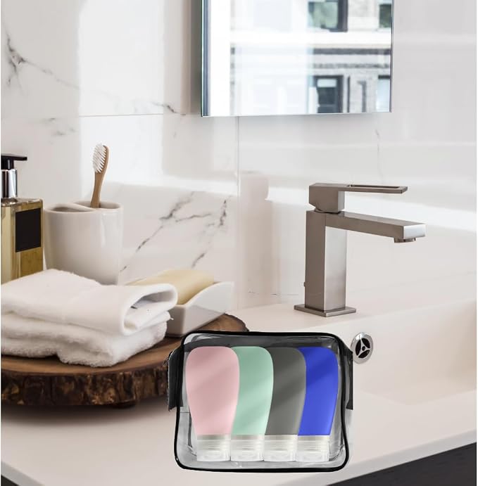 Travel Bottles for Toiletries, TSA Approved 3oz Leak Proof Silicone Refillable - Image 2