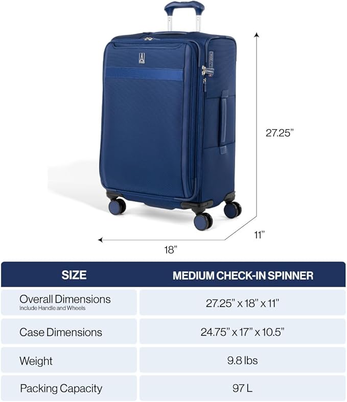Travelpro VersaPack+ Lightweight Softside Expandable Checked Luggage, 8 Spinner - Image 2