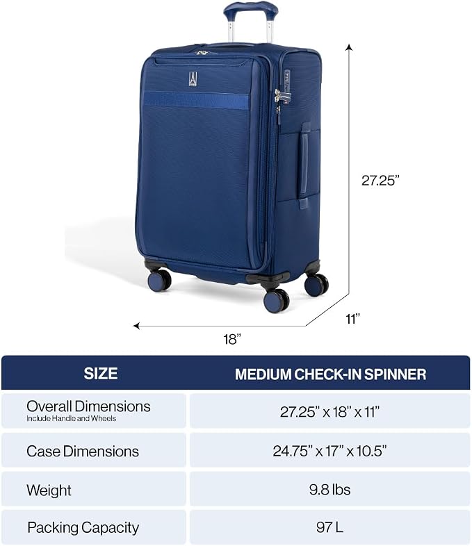 Travelpro VersaPack+ Lightweight Softside Expandable Checked Luggage, 8 Spinner - Image 2