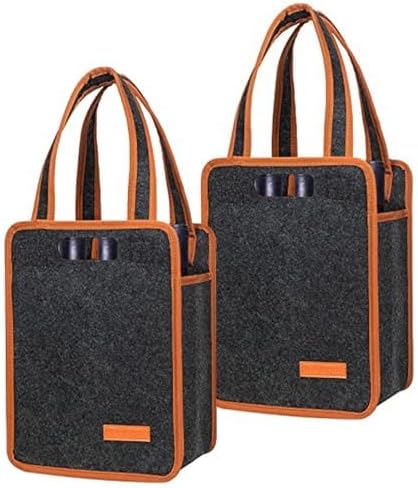 2 Pack 6 Bottle Wine Tote Bag, Insulated Thermal Padded Wine Carrier Tote by Foyego