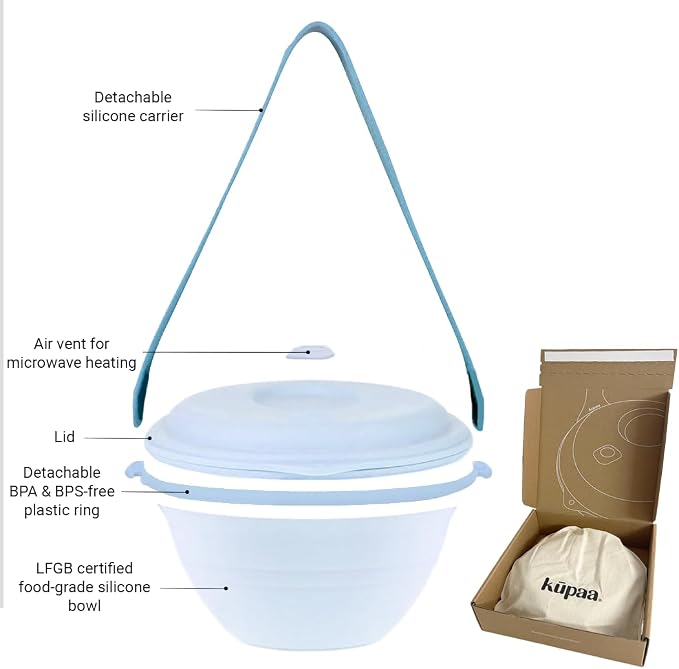 kūpaa Bowl & Carrier Duet – Microwave Safe Silicone Lunch Box - Image 6