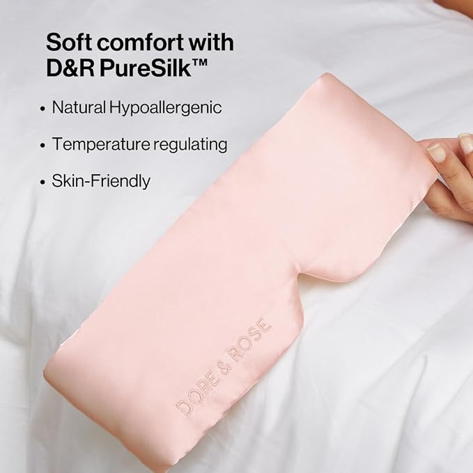 Dore & Rose Deep Sleep Mask Light Blocking, 23 Momme Mulberry Silk Eye Mask - Image 3