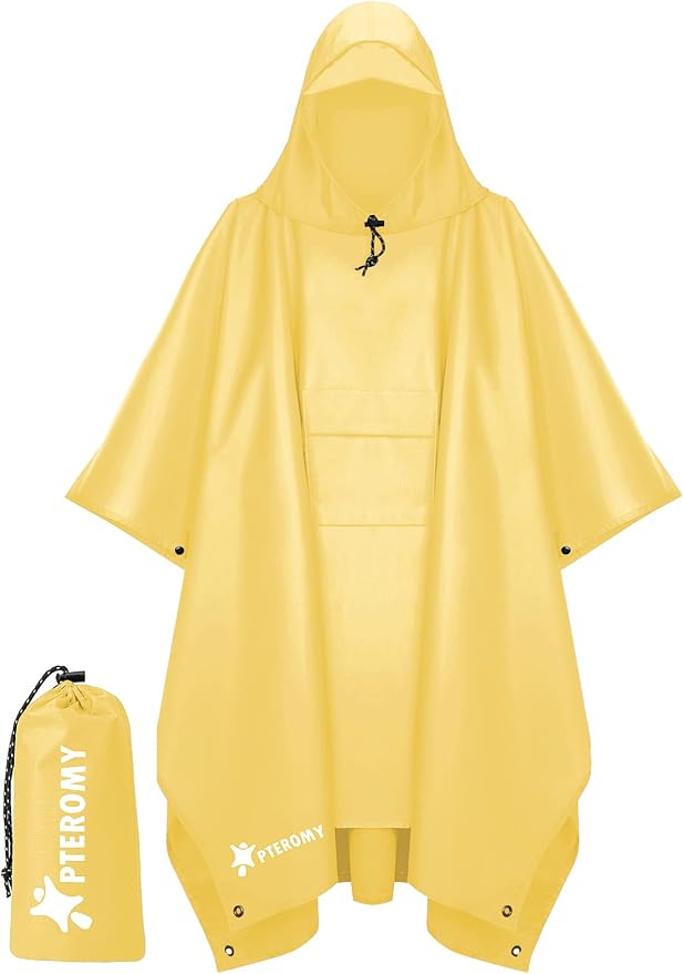 PTEROMY Hooded Rain Poncho for Adult by PTEROMY