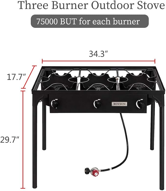ROVSUN 2/3 Burner Outdoor Propane Gas Stove High Pressure Stand Cooker - Image 6