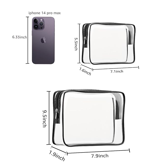 2Pcs Crystal Clear PVC Travel Toiletry Bag Kit - Image 2