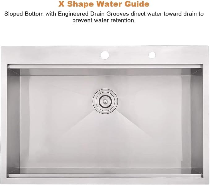 30 Inch Drop In Kitchen Sink Workstation-Bokaiya 30x22 Stainless Steel Drop In - Image 5