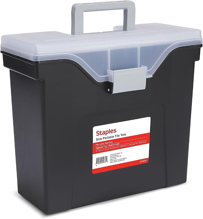 STAPLES Slim Portable File Tote, Letter Size by Staples