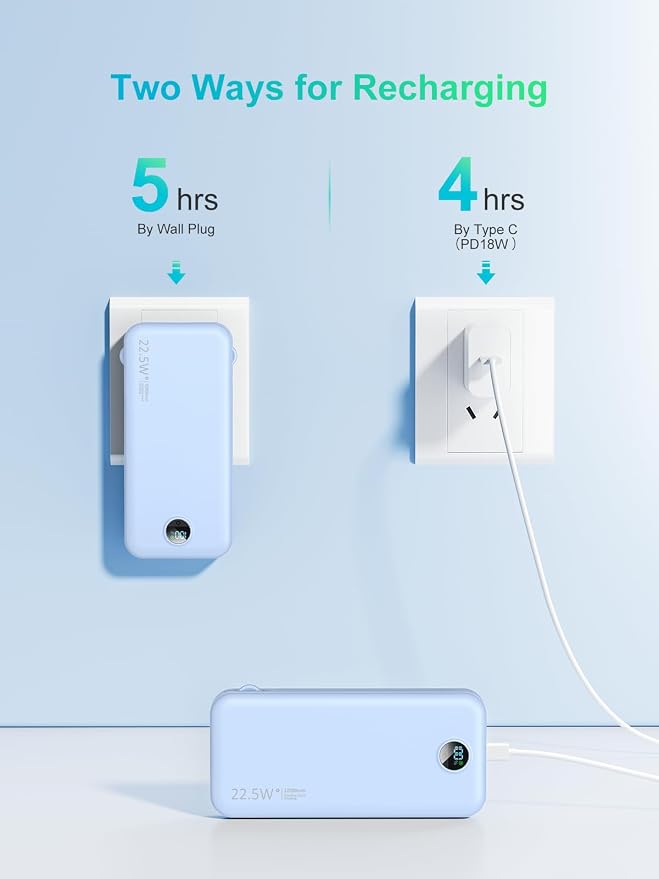 Portable Charger with Built-in Cables and Wall Plug, 12000mAh 22.5W USB C Power - Image 8