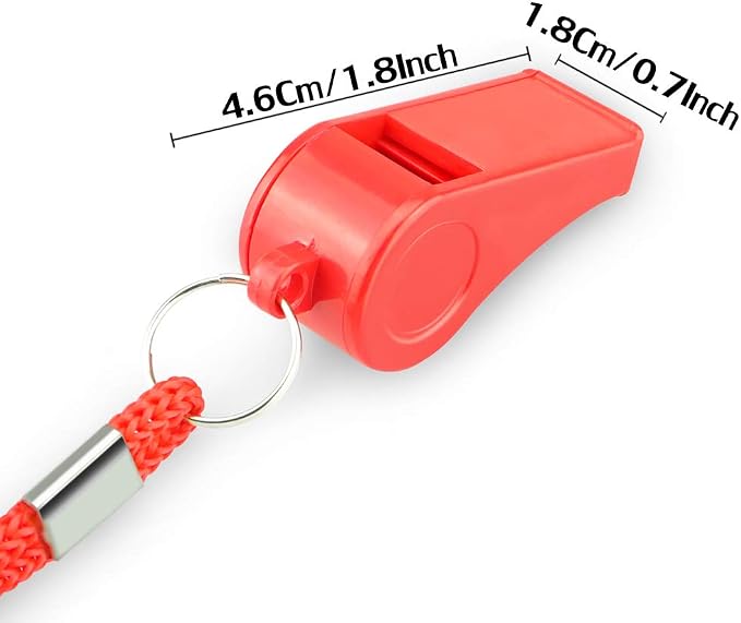 Red Emergency Whistles with Lanyard, Loud Crisp Sound, 2 Packs Plastic Whistles - Image 4
