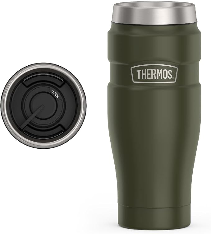 THERMOS Stainless King Vacuum-Insulated Travel Tumbler, 16 Ounce, Army Green by Thermos