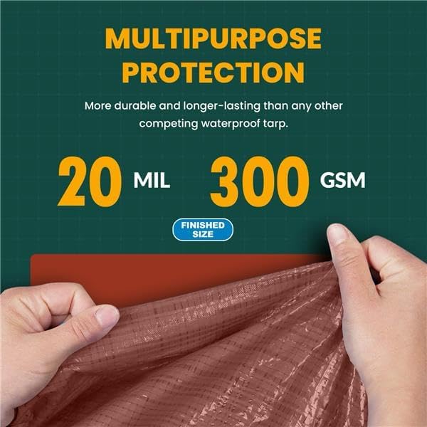 Tarp Cover Brown/Black Heavy Duty 20 Mill Thick Material, Waterproof 10'X20' - Image 3