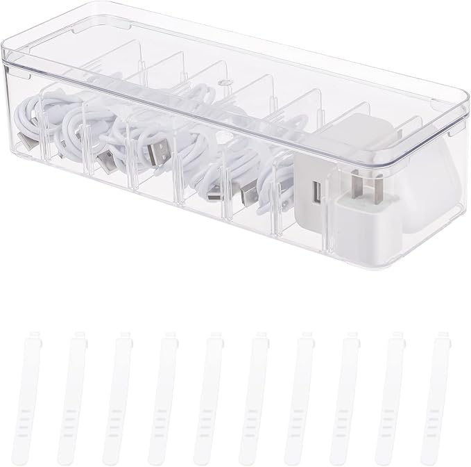Yesesion Clear Plastic Cable Organizer Box by Yesesion