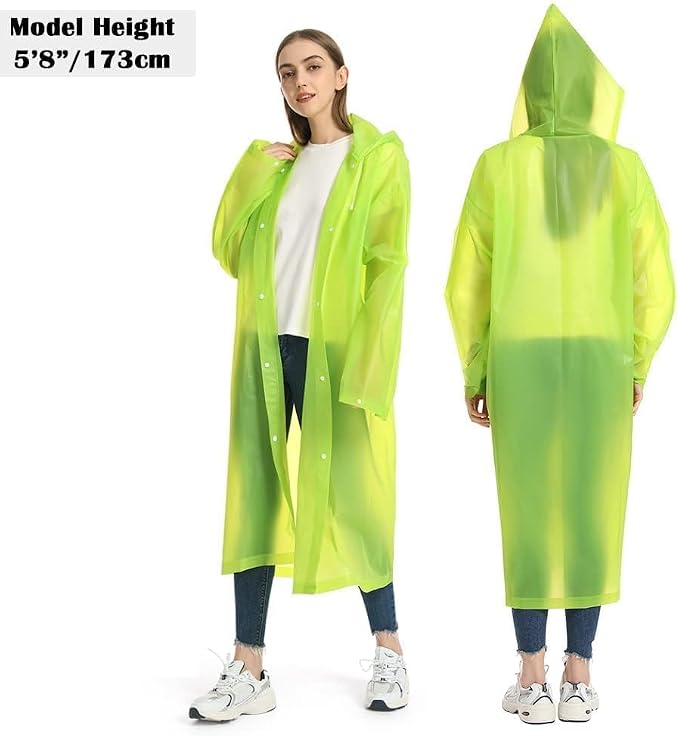 Opret 2 Pack Raincoats for Adults Reusable, EVA Rain Ponchos Lightweight Rain - Image 6