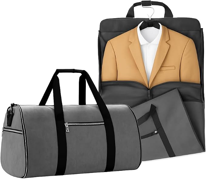 Convertible Garment Bag for Travel – 2 in 1 Carry On Duffel Suit Bag by Record-Happy