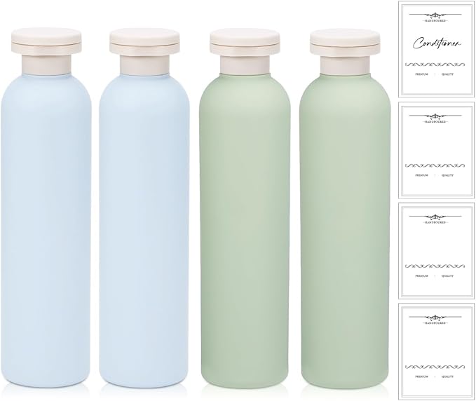 8.8 oz Plastic Travel Shampoo Bottles, Refillable Flip Cap Squeeze Bottles by UMETASS