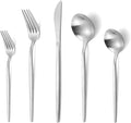 Matte Silverware Set, VANVRO 40-Piece Stainless Steel Flatware Set, Satin by VANVRO