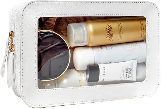 Clear Makeup Bag Small, TSA Approved Portable Toiletry Bag by FFpaw