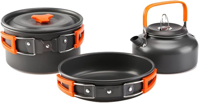 aiGear Camping Cookware Mess Kit, Non-Stick Camping Pan Pot Kettle, Lightweight by aiGear