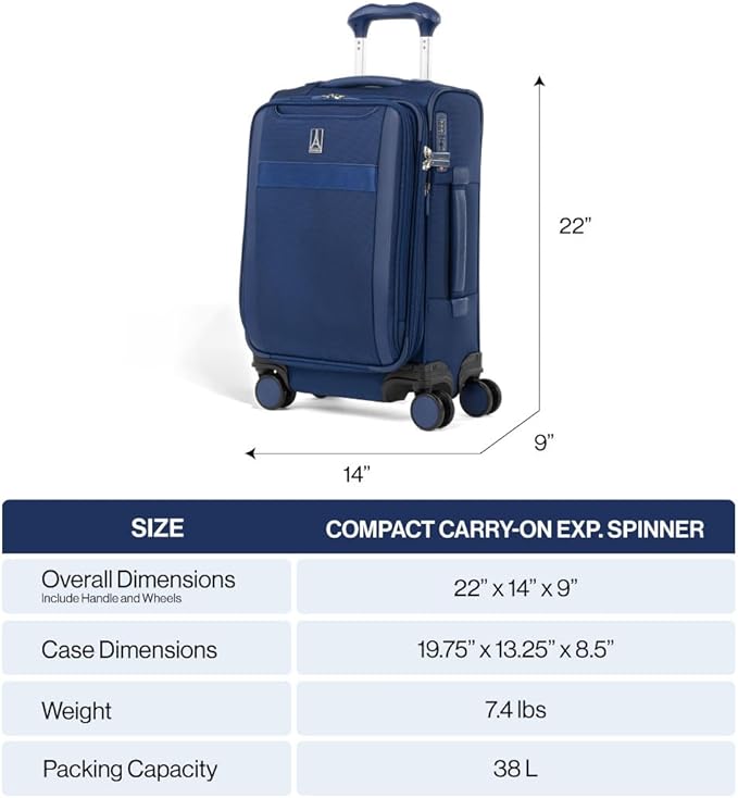 Travelpro VersaPack+ Lightweight Softside Expandable Carry on Luggage, 8 - Image 2