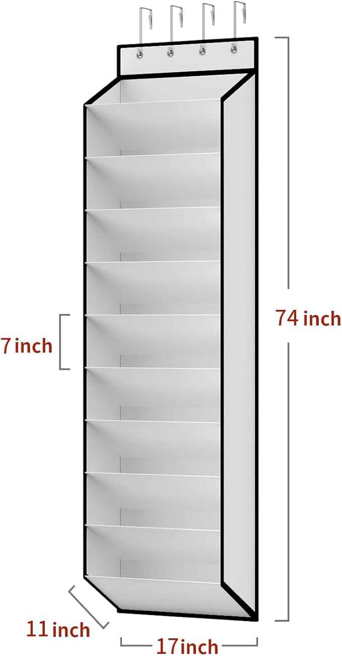 KEEPJOY 10 Tiers White Over Door Shoe Organizer Storage, Hanging Shoe Holder - Image 3