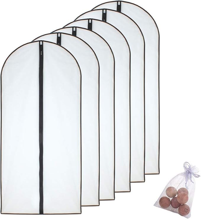 Garment Bag Black Side Breathable Clear Full Zipper Bags by HomeClean