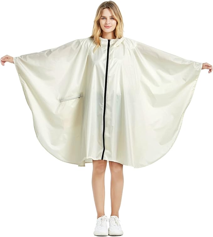 Rain Poncho Jacket Coat Hooded Zipper Style - Image 6
