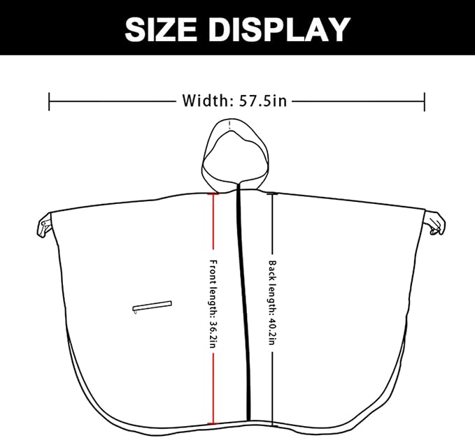 Rain Poncho Jacket Coat Hooded Zipper Style - Image 4