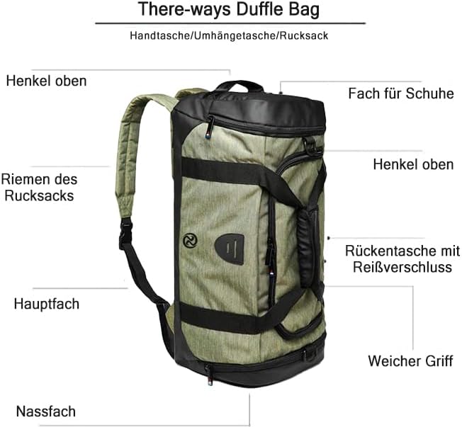 Gym Duffle Bag Backpack Waterproof Sports Duffel Bags Travel Weekender Bag - Image 4