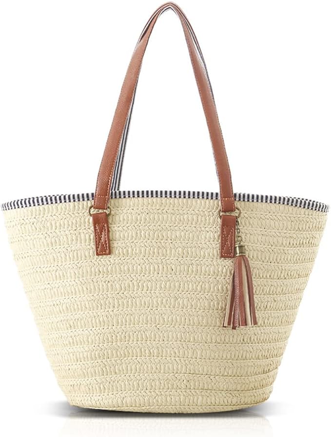 Pahajim Straw Beach Bags Tote Tassels Bag Hobo Summer Handwoven Shoulder Bags by Pahajim