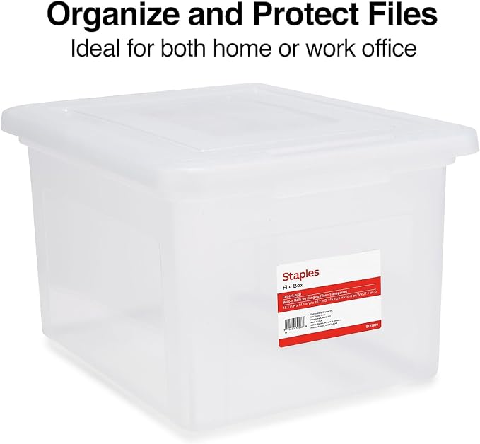 STAPLES Hanging File Folder Box, Storage Bin Organizer, Snap Lid, Letter & - Image 2