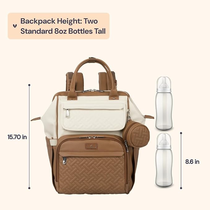BabbleRoo Leather Diaper Bag Backpack, Unisex Stylish Travel Back Pack Nappy - Image 2