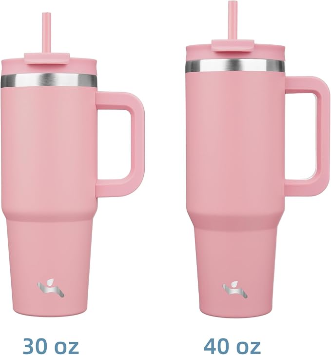40 oz Tumbler with Handle and 2 Straws, 2 in 1 Lid Insulated Water Bottle - Image 3