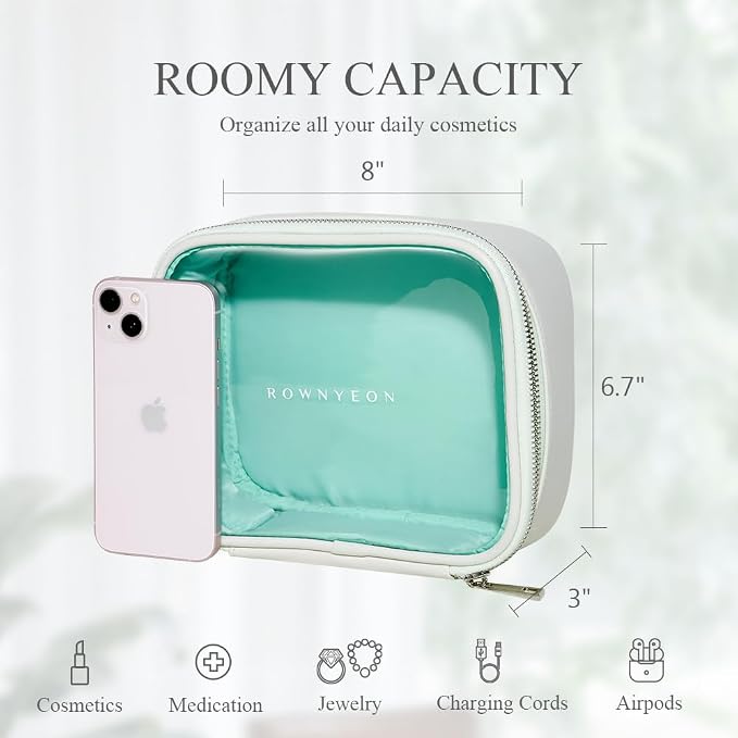 ROWNYEON Clear Makeup Case Toiletry Bag Multipurpose Travel Makeup Train Case - Image 3