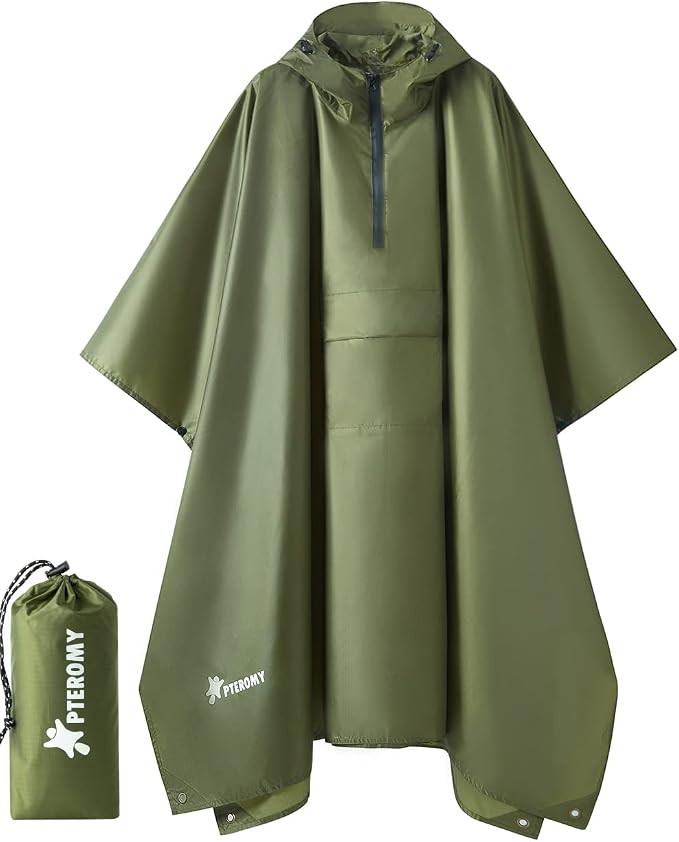 PTEROMY Hooded Rain Poncho for Adult by PTEROMY