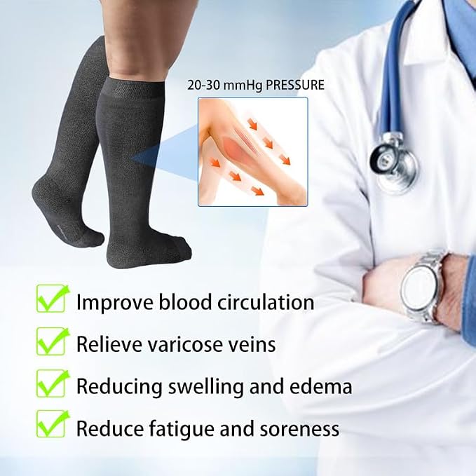 LEVSOX Compression Socks for Pregnant Women 20-30 mmHg Knee High Cute Funny - Image 6