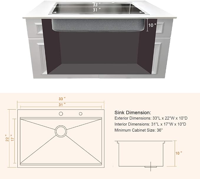33x22 Drop In Kitchen Sink Workstation-Bokaiya Stainless Steel Kitchen Sink - Image 8